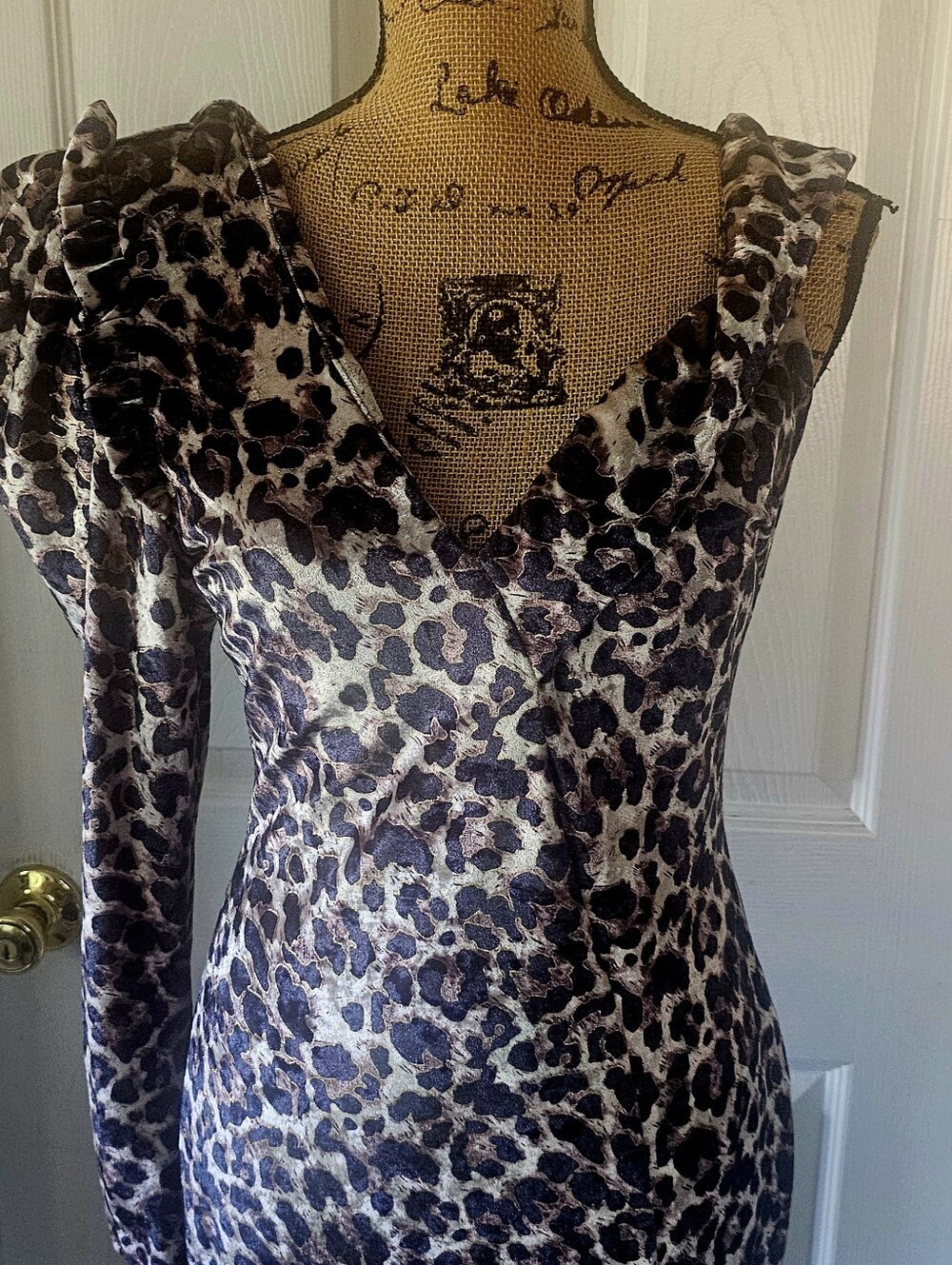 Lavish Alice One-Shoulder Leopard Print Mini Dress in Brown and Cream